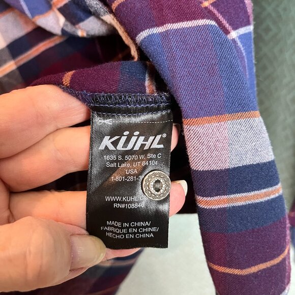 Women's Plaid Kuhl long slv button up shirt Size M - Picture 6 of 7